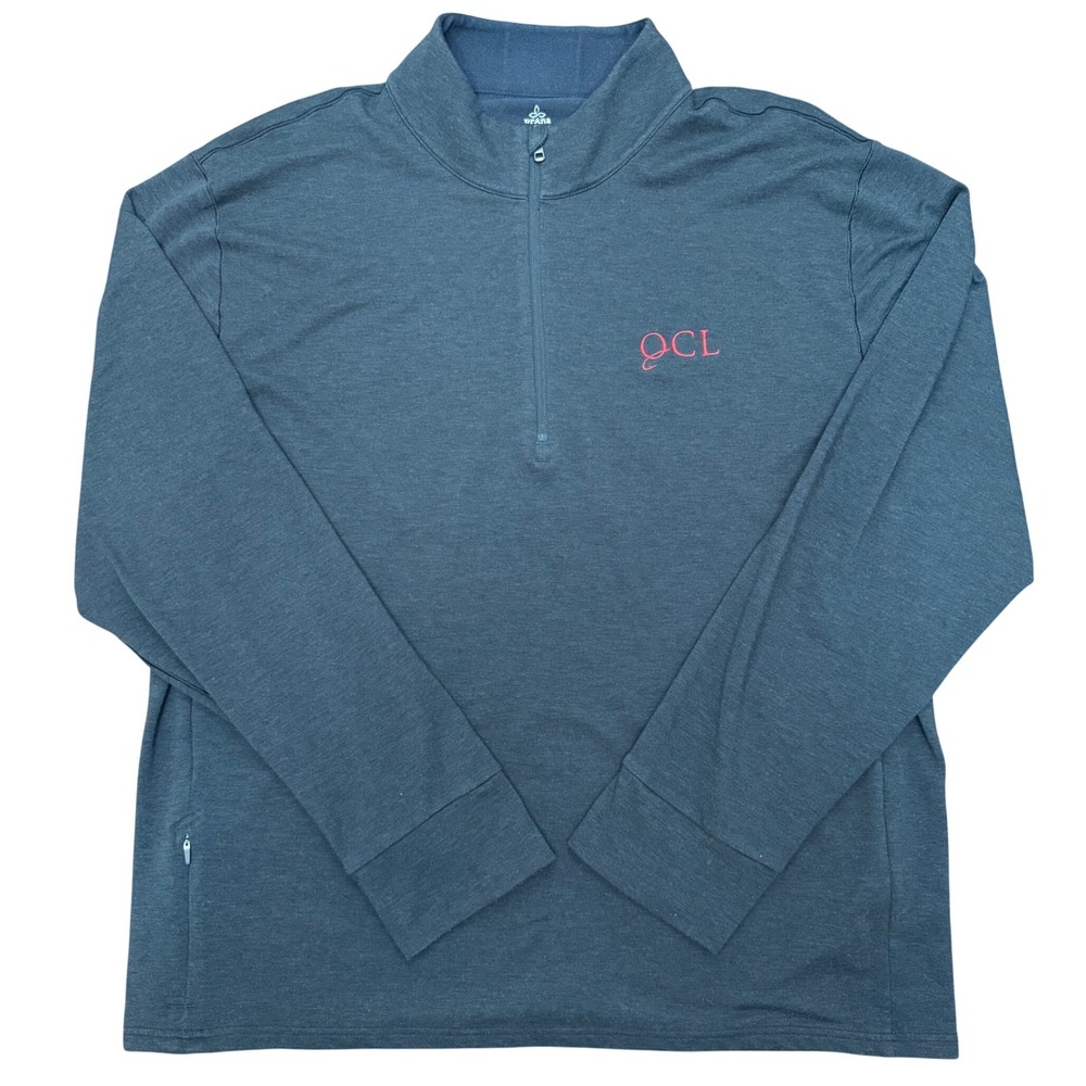 Prana Breathe Altitude Tracker Mens Pullover 1/4 Zip Long Sleeve Top XXL Gray